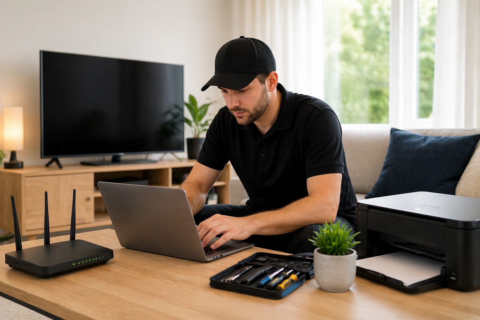 Teknikhjälp hemma i Borås med hjälp för dator, router, skrivare, WiFi och TV