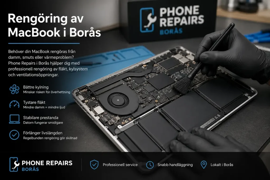 Rengöring av MacBook i Borås hos Phone Repairs
